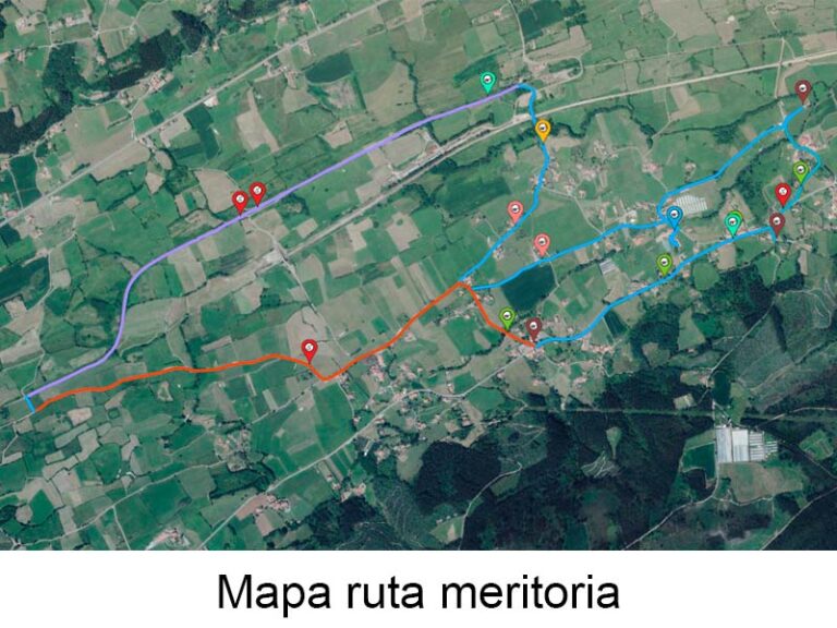 Mapa de la Ruta ciclo turista Meritoria de Los Pilares de Carreño